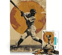 Rompecabezas de 1000 Piezas con diseño de béisbol Vintage Retro,Corte sin Costuras,Juego Mental,Regalo Casual,Juego navideño para el hogar (38x26cm)