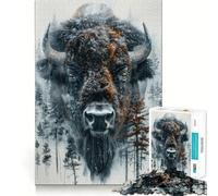 Rompecabezas de 1000 Piezas con diseño de Bisonte,Bordes Lisos,Ideal para desarrollar la Mente,divertirse y Pasar un rato Agradable cumpleaños o como pasatiempo (38x52cm)