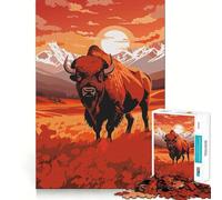 Rompecabezas de 1000 Piezas con diseño de Bisonte,Corte preciso,Arte Creativo,Juego fácil de Usar,decoración navideña (38x52cm)