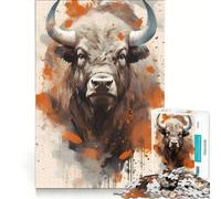 Rompecabezas de 1000 Piezas con diseño de Bisonte, Ideal para Pintar, Hacer tú Mismo o para Actividades Familiares Piezas de Formas aleatorias Que encajan Perfectamente 38x52cm
