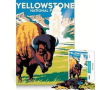 Rompecabezas de 1000 Piezas con diseño de bisontes del Parque Nacional de Yellowstone para Adultos Diversión,Corte Limpio,componentes Resistentes,Actividad Relajante para la Mente (50x75cm)