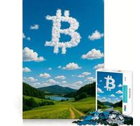 Rompecabezas de 1000 Piezas con diseño de Bitcoin,Nube y Paisaje Corte preciso Arte Creativo Juego fácil Exhibición de Arte navideña (50x75cm)