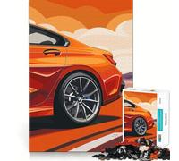 Rompecabezas de 1000 Piezas con diseño de BMW Naranja en Carretera para Adolescentes Rompecabezas con Efecto de Memoria, luz Relajante y diseño de Imagen (50x75cm)