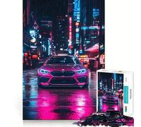 Rompecabezas de 1000 Piezas con diseño de BMW Rosa en Neon City para Adultos y Adolescentes Ideal para Relajarse, Relajarse y desconectar Corte Suave Regalo conmovedor (50x75cm)