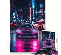 Rompecabezas de 1000 Piezas con diseño de BMW Rosa en Neon City para Adultos y Adolescentes Ideal para Relajarse, Relajarse y desconectar Corte Suave Regalo conmovedor (50x75cm)