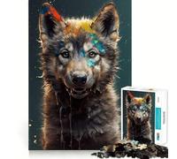 Rompecabezas de 1000 Piezas con diseño de boceto de Lobo en Acuarela Diversión para ejercitar la Mente Piezas de Ajuste preciso Un pasatiempo Fascinante para los Momentos de Ocio (38x26cm)