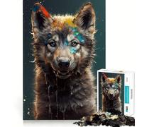 Rompecabezas de 1000 Piezas con diseño de boceto de Lobo en Acuarela para Adultos Diversión y Entrenamiento Mental Corte láser Actividad Relajante para Grupos en Interiores (38x52cm)