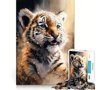 Rompecabezas de 1000 Piezas con diseño de boceto de Tigre en Acuarela para Adultos Juego Inteligente para aliviar el estrés Diseño para armar Sorpresa navideña 50x75cm