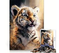 Rompecabezas de 1000 Piezas con diseño de boceto de Tigre en Acuarela para Adultos Juego Inteligente para aliviar el estrés Diseño para armar Sorpresa navideña 50x75cm