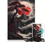 Rompecabezas de 1000 Piezas con diseño de bonsái Rojo para Adultos Juego Mental Pasatiempo en casa Bordes limpios Un Regalo Encantador (38x26cm)