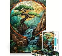 Rompecabezas de 1000 Piezas con diseño de bonsái y vidrieras japonesas Ideal para divertirse,ejercitar la Mente,Jugar en Momentos de Paz o Decorar tu hogar exhibir en Navidad 38x26cm