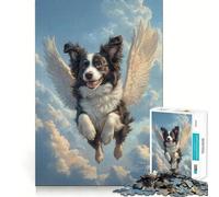 Rompecabezas de 1000 Piezas con diseño de Border Collie y ángel,Ideal para Jugar con articulaciones afiladas,Construir Objetos,Jugar en Silencio o divertirse en cumpleaños 38x26cm