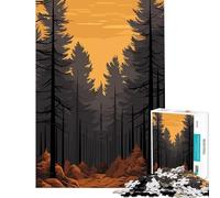 Rompecabezas de 1000 Piezas con diseño de Bosque Vectorial Juego práctico de Aprendizaje Juguetes educativos Regalos de Amigo Invisible Decoración (Tamaño 50x75cm)