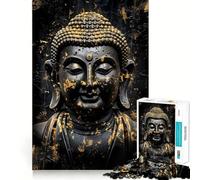 Rompecabezas de 1000 Piezas con diseño de Buda,Textura Dorada,Ajuste, Arte para estimular el Cerebro,Juego para el Tiempo de Descanso,decoración navideña para la Pared (38x26cm)