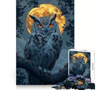 Rompecabezas de 1000 Piezas con diseño de búho bajo la Luna Llena para Adolescentes Juego Inteligente de Rompecabezas Tiempo de Aprendizaje Imagen para armar Un Regalo Encantador (38x26cm)