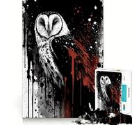 Rompecabezas de 1000 Piezas con diseño de búho común Pintado con Tinta,articulaciones Suaves,diversión lógica,Juego Casual, (50x75cm)