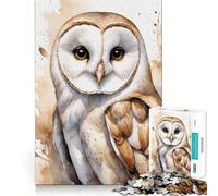 Rompecabezas de 1000 Piezas con diseño de búho común Pintado en Acuarela Juego Creativo para ejercitar la Mente Regalo de cumpleaños artístico (50x75cm)
