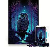 Rompecabezas de 1000 Piezas con diseño de búho en el Bosque Nocturno para Adolescentes Juego Inteligente de Rompecabezas Tiempo de Aprendizaje Imagen para armar Un Regalo Encantador (38x52cm)