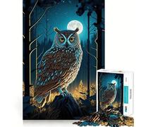 Rompecabezas de 1000 Piezas con diseño de búho en el Bosque Nocturno para Adolescentes Juguete de lógica Clara, Ligero y Relajante Corte Perfecto Regalo conmovedor (50x75cm)