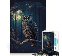 Rompecabezas de 1000 Piezas con diseño de búho en el Bosque Nocturno para Adolescentes Juguete de lógica Clara, Ligero y Relajante Corte Perfecto Regalo conmovedor (50x75cm)
