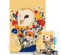 Rompecabezas de 1000 Piezas con diseño de búho en un Ramo de Flores para Adultos Juego Inteligente de Rompecabezas Divertido Montaje de imágenes Regalo de Temporada (50x75cm)