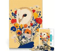 Rompecabezas de 1000 Piezas con diseño de búho en un Ramo de Flores para Adultos Juego Inteligente de Rompecabezas Divertido Montaje de imágenes Regalo de Temporada (38x52cm)