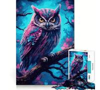 Rompecabezas de 1000 Piezas con diseño de búho en una Rama en Acuarela Juguete Creativo con componentes Resistentes y de Corte Limpio Ideal para Llevar de Viaje Juego Mental (38x26cm)