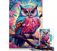 Rompecabezas de 1000 Piezas con diseño de búho en una Rama en Acuarela Juguete de construcción Focus Building Ensamblaje Firme y Seguro Juguete de Entretenimiento para Interiores (38x52cm)