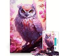 Rompecabezas de 1000 Piezas con diseño de búho en una Rama en Acuarela para Adultos Juego Divertido y fácil de armar Ideal para Disfrutar en Familia (50x75cm)