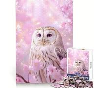 Rompecabezas de 1000 Piezas con diseño de búho Entre cerezos en Flor para Adultos Juego Inteligente de Rompecabezas Divertido Montaje de imágenes Regalo de Temporada (50x75cm)