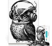 Rompecabezas de 1000 Piezas con diseño de búho, música y Pintura para Adultos Disfrute del Montaje de la Imagen (50x75cm)