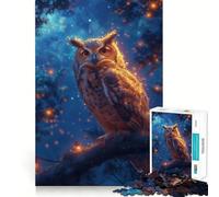 Rompecabezas de 1000 Piezas con diseño de búho neón místico para Adultos y Adolescentes Un Rompecabezas Mental Que Ayuda a aliviar el estrés Un Regalo Original y Divertido (50x75cm)