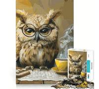 Rompecabezas de 1000 Piezas con diseño de búho y café para Adultos Ideal para Mejorar la Memoria Un pasatiempo Relajante Corte Firme Fiestas (38x52cm)
