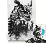 Rompecabezas de 1000 Piezas con diseño de búho y Doble exposición, Ideal para Adolescentes Juego Inteligente para armar Un Regalo Encantador (50x75cm)