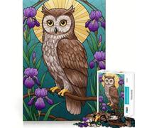 Rompecabezas de 1000 Piezas con diseño de búho y Flor de Iris para Adultos Un Juguete Que desafía la Mente y es Muy Divertido Corte (38x52cm)