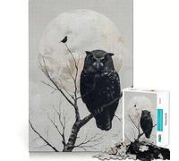Rompecabezas de 1000 Piezas con diseño de búho y pájaro en una Rama para Adultos Juego Inteligente de Rompecabezas Divertido Montaje de imágenes Regalo de Temporada (50x75cm)