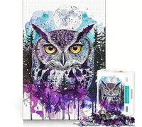 Rompecabezas de 1000 Piezas con diseño de búho y Pintura de Doble exposición para Adultos Ideal para Mejorar la Memoria Un pasatiempo Relajante Corte Firme Fiestas (38x26cm)