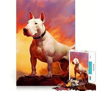Rompecabezas de 1000 Piezas con diseño de Bull Terrier Blanco para Adolescentes Juego Que estimula el Cerebro Encaje Huecos Actividad Relajante para Grupos en Interiores (38x26cm)