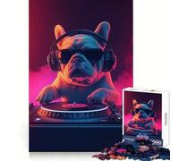 Rompecabezas de 1000 Piezas con diseño de Bulldog DJ Frenchie y Meme Musical para Adultos Estimulación Cerebral Pasatiempo Relajante Corte Premium Regalo de cumpleaños (50x75cm)