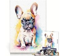 Rompecabezas de 1000 Piezas con diseño de Bulldog francés en Acuarela para Adultos Ideal para fomentar el Pensamiento crítico y la atención Plena Ajuste Firme Navidad (50x75cm)