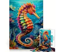 Rompecabezas de 1000 Piezas con diseño de Caballito de mar arcoíris oceánico para Adolescentes Rompecabezas con Efecto de Memoria, luz Relajante y diseño de Imagen (50x75cm)