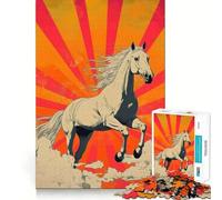 Rompecabezas de 1000 Piezas con diseño de Caballo Blanco Corriendo para Adultos Juego de Memoria Cerebral Encaje Huecos Actividad Relajante para desconectar (38x52cm)