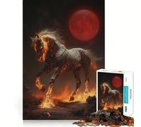 Rompecabezas de 1000 Piezas con diseño de Caballo de Fuego mitológico para Adultos y Adolescentes Juguete de lógica Clara para Relajarse Corte Artículo de Santa Claus (50x75cm)