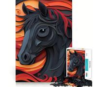 Rompecabezas de 1000 Piezas con diseño de Caballo Negro,Ideal para Jugar con articulaciones afiladas,Construir Objetos Que requieren concentración,Jugar en Silencio o divertirse en cumpleaños 50x75cm