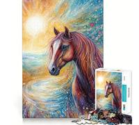 Rompecabezas de 1000 Piezas con diseño de Caballo Salvaje para Adultos,Juego de concentración Mental,Corte láser, Actividad Nocturna Divertida para Toda la Familia (38x52cm)