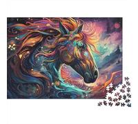 Rompecabezas de 1000 Piezas con diseño de Caballos Coloridos, Pintura psicodélica de Tres Caballos,para Juegos educativos para Adultos, decoración del hogar, 70x50cm