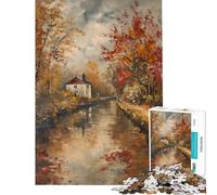 Rompecabezas de 1000 Piezas con diseño de cabaña Junto al Lago un desafío Educativo Divertido y con Humor para Decorar la Pared Ideal para niños de 14 años en adelante (50x75cm)