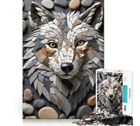 Rompecabezas de 1000 Piezas con diseño de Cabeza de Lobo en Mosaico de Piedra para Adolescentes Juguete antiestrés con Corte preciso Lista de Deseos de Papá Noel 38x26cm