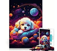 Rompecabezas de 1000 Piezas con diseño de Cachorro Bichón Frisé,Corte sin Costuras,Juego Mental,Regalo,Juego Casual,decoración navideña para el hogar (38x26cm)