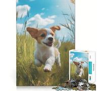 Rompecabezas de 1000 Piezas con diseño de Cachorro Corriendo en la Hierba, Ideal para Adolescentes Juguete cognitivo, pasatiempo Relajante Borde Premium Lista de Deseos de Papá Noel (50x75cm)